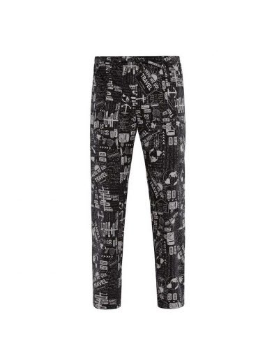 Giblor's Chef Trousers Alan Black With Prints Travel