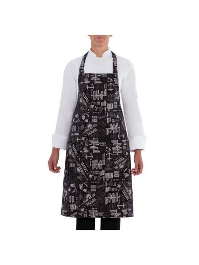 Giblor's Bib Apron Long Parigi Black With Prints Travel