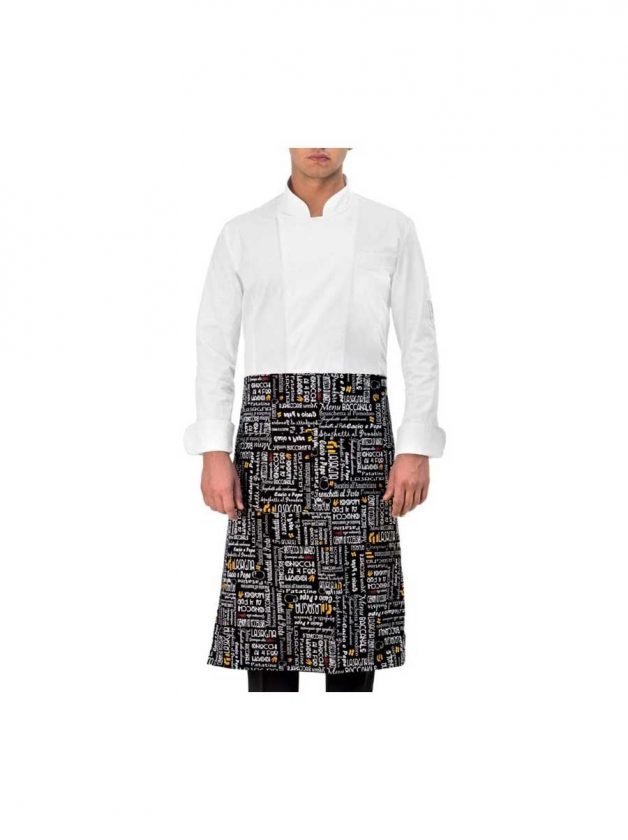 Giblor's Waist Apron Black Zagabria With Prints Menu